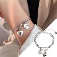 thumbnail image 1 of Bracelets 2 Heart Round Piece Double Layer 925 Silver for Girlfriends Modern Design with Personality String Female Jewelry, 1 of 6