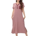 thumbnail image 2 of Longues Chemises de Nuit pour Femmes Robe de Nuit d'Été Confortable à Col Rond pour Femmes Ample à Manches Courtes Vêtements de Maison, 2 of 6