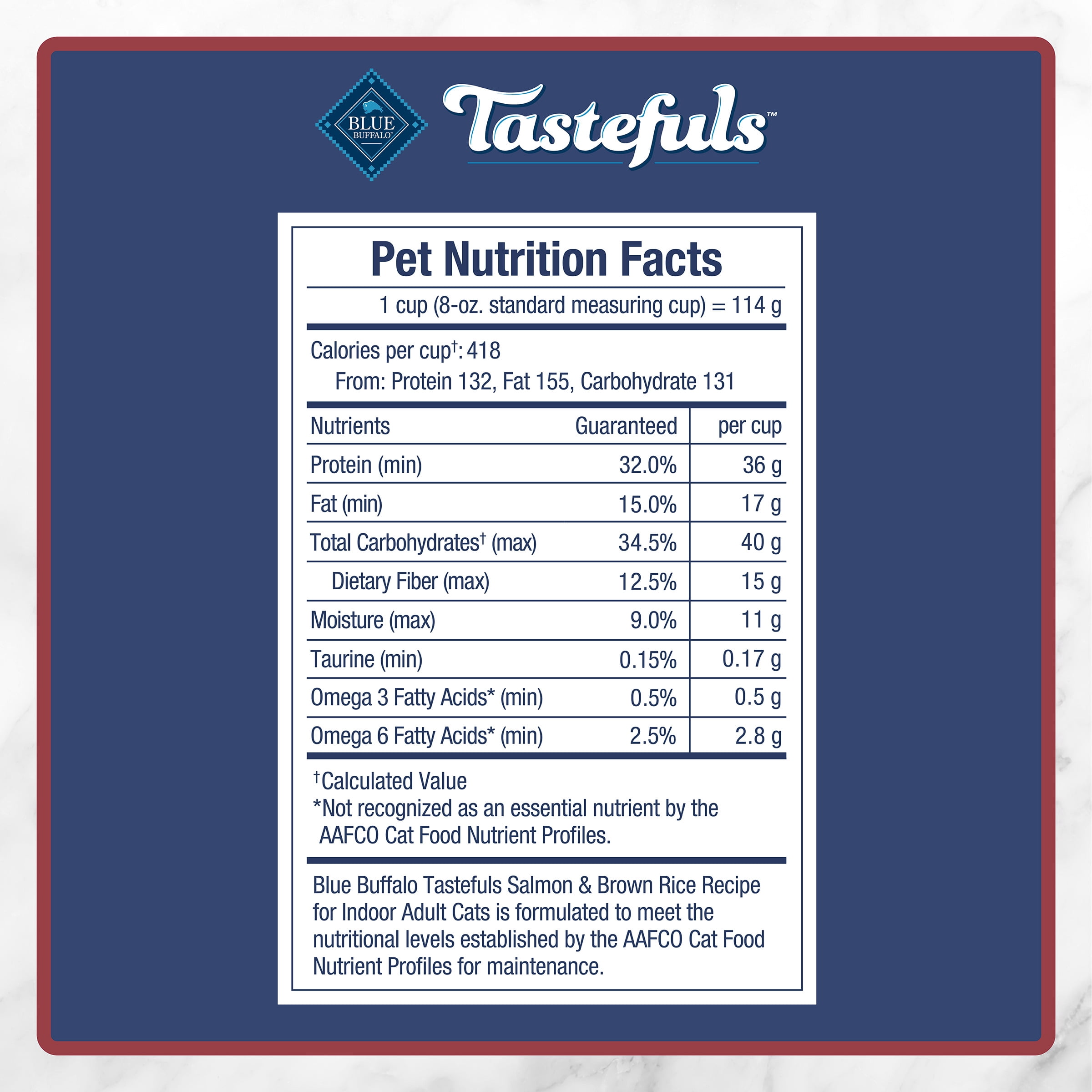 Blue Buffalo Tastefuls Nourriture Sèche, Chat d'Intérieur Adulte, Saumon et Riz Brun 0.9kg
