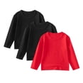 thumbnail image 1 of ZACPNCV Chandails Molletonnés à Col Rond pour Filles 3 Pcs, Chandails à Manches Longues pour Enfants, Hauts, Chandail d'Automne, Noir, 4-5 Ans, 1 of 8