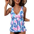 thumbnail image 1 of Charmo Ruffled V Neck Swim Tops for Womens Flowy Tankini Tops Padded Bathing Suit Tops(No Bottoms）, 1 of 7
