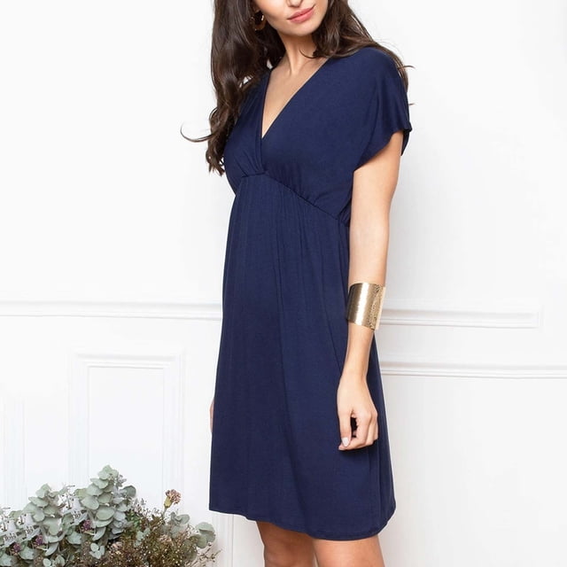 Weiqiqre Robes pour Femmes, Vêtements pour Femmes Enceintes Col en V Manches Courtes Allaitement Robe Décontractée Soldes