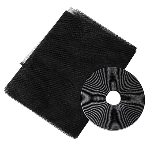 DIY Self-Adhesive Polyester Mosquito Window Screen with 5.6m Hook & Loop Fasteners - 1.5x2m Black Mesh, Easy Installation & Disassembly, Ideal for Bedroom, Kitchen, Balcony, Pet Areas - Full