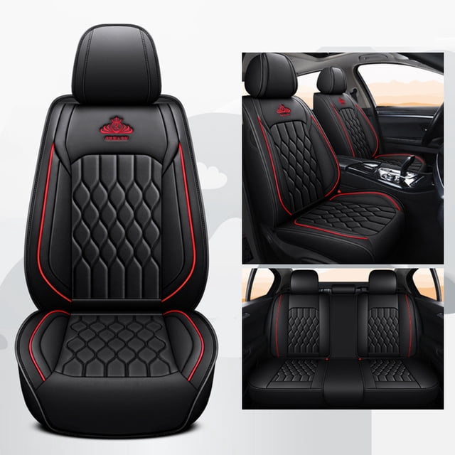 Maidao Car Seat Covers Full Set for Mazda for Mazda3 2010-Present 5 Seats Compatible Airbag Leather Waterproof Front Rear Cushion Protector Full Set Black