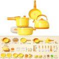 thumbnail image 2 of Play Kitchen Toy Set For Kids Yellow 38Pcs Pretend Play Cooking Toy Kitchen Playset Mini Pots Pans Utensils Educational Role Play Toy Childrens Imaginative Learning Set Yellow, 2 of 9