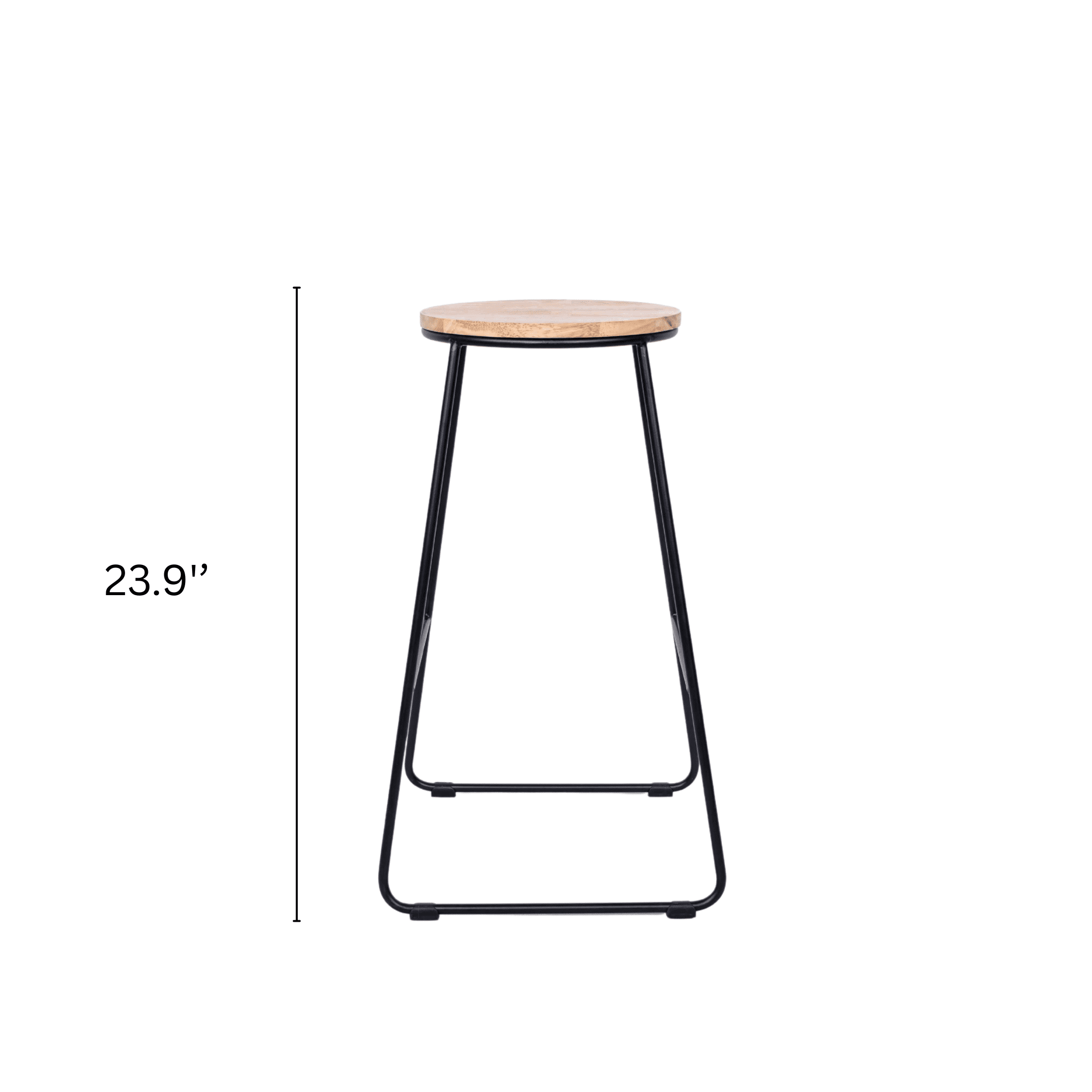 Mainstays Tabouret de Bar sans Dossier 28" de hauteur - Base en Métal Noir avec Siège en Bois Naturel - Lot empilable de 4