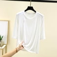 thumbnail image 2 of fatyb Chandails de Détente à Manches 3/4 pour Femmes Col Ras du Cou Amples et Confortables Blouses Chandail Décontracté de Tous les Jours T-Shirt de Pyjama, 2 of 3