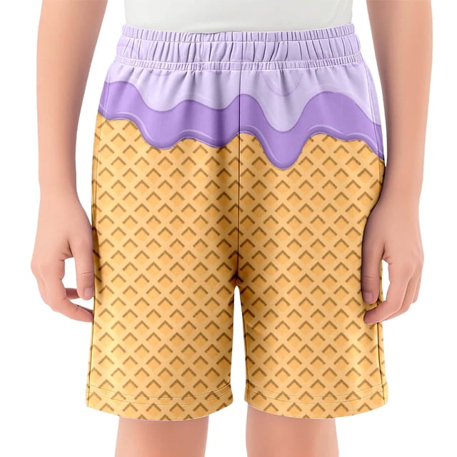MIASHUI Garçons Filles Shorts à Imprimé Graphique Confortables d'Été Décontractés pour la Plage, Violet, 3-4 Ans
