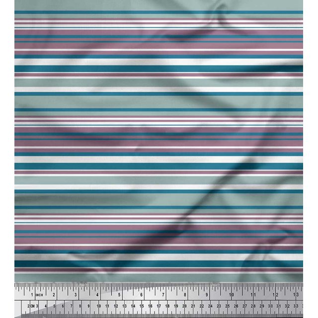 Soimoi Rayon Fabric Horizontal Stripe Fabric Prints by Yard 56 Inch Wide