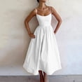 thumbnail image 1 of Robes pour Femmes Sans Manches Longue à Bretelles Couleur Unie Dos Nu Robe Maxi à Bretelles Blanche L, 1 of 5