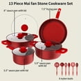 thumbnail image 3 of Bamboohart Induction Cookware Set 13 Pieces  Washable Brush Resistant Non-Stick Pans With Gumwood Handles  Kitchen Cookware Set With Frying Pan  Stewing Pot And Stockpot  Pan  Outdoor Set, 3 of 7