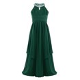 thumbnail image 2 of Miaeowve Robe de Fête Maxi en Chiffon à Paillettes pour Filles, Col Haut, Froncée, Robe de Bal de Mariage, Vert Armée 16, 2 of 6