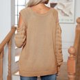 thumbnail image 4 of Yuyuzo Womens Crewneck Tops Long Sleeve off Shoulders Button Knit Pullover Solid Color Fall Tops, 4 of 5