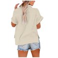 thumbnail image 4 of Dealovy Plus Size Womens Button down Shirts Cotton Linen Rolled Short Sleeve Loose Casual Work Blouses, 4 of 6
