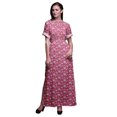 thumbnail image 1 of Bimba Robe Longue en Rayonne Plumes & Anémone Florale pour Femmes Boho Plage Cocktail Fête Maxi Robe Fendue-Très Petite, 1 of 1