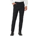 thumbnail image 1 of INSPIRE CHIC Men's Plaid Slim Fit Flat Front Dress Pants with Pockets 32 Black, 1 of 7