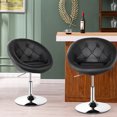 thumbnail image 4 of Patiojoy Ensemble de 2 Tabourets de Bar Pivotants Modernes Hauteur Réglable Dossier Rond Capitonné Chaise d'Appoint Noir, 4 of 9
