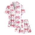 thumbnail image 4 of GDREDA Girl's Pyjama pour Filles Sets Imprimé, Haut à Boutons à Manches Courtes et Short, Ensemble de Pyjama pour la Maison Rouge, 12-13 Ans, 4 of 4