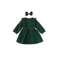 thumbnail image 3 of Kmbangi Robe Plissée Princesse à Boutons Volants Taille Haute pour Bébé Fille avec Bandeau, 3 of 9