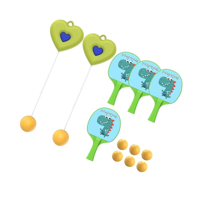Indoor Hanging Table Tennis Trainer Self Workout Set indoor Hanging Table Button Portable green 4 Paddles