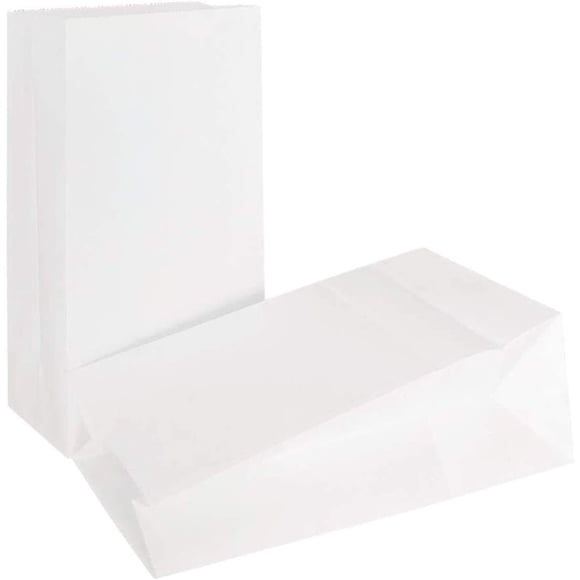 Ancid Kraft Paper Lunch Bags 50Pcs Durable Oil-Proof Bread Hamberger Bag, Grocery Sack Lunch Bags, Food Storage Bags with Foldable Mouth (White, 4.72x2.75x8.46inch)