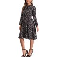 thumbnail image 4 of INSPIRE CHIC Robe Vintage à Fleurs pour Femme à Col Noué en Chiffon à Manches Longues avec Ceinture TP Noir, 4 of 6
