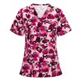thumbnail image 2 of RKSTN Haut d'Uniforme à Manches Courtes Imprimé Lapin Mignon pour Femme, Col en V, Été, Grande Taille, 2 of 3