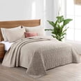 thumbnail image 2 of Peace Nest Premium Damask Pattern Reversible Coverlet Set 100% Soft Microfiber Fabric, Khaki, Twin Size, 2 of 5