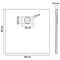 thumbnail image 4 of vidaXL Plateau de Base de Douche SMC Gris 90x90 cm, 4 of 5