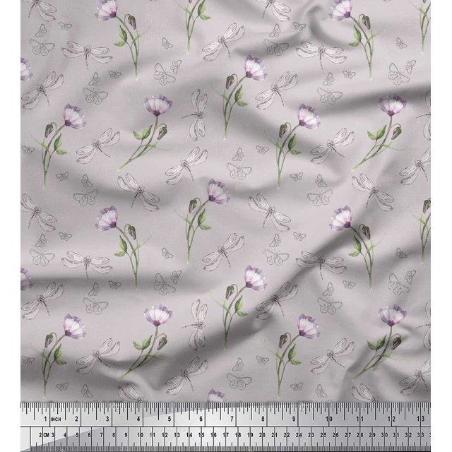 Soimoi Poly Georgette Fabric Semi Circle Geometric Print Fabric by the Yard 52 Inch Wide