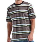 Pitauce Striped T-Shirt Loose Fit Crewneck Short Sleeve Tees Chemise à Muscle Vintage Casual pour homme