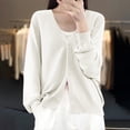 thumbnail image 5 of Womens Button Down Knit Cardigans Long Sleeve V Neck Casual Cardigan Sweaters Light Weight Loose Lounge Wear Fall White, M, 5 of 5