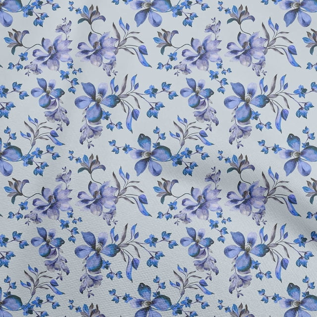 oneOone Silk Tabby Medium Blue Fabric Floral Sewing Craft Projects Fabric Prints By Yard 42 Inch Wide