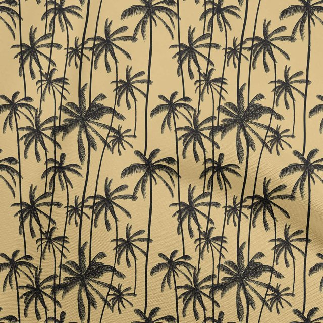 oneOone Viscose Chiffon Dark Beige Fabric Tropical Tree Craft Projects Decor Fabric Printed By The Yard 42 Inch Wide
