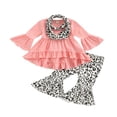 thumbnail image 1 of Little Girls Ruffle Flare Tunic Dress Top Striped Leggings Pants 2PC Outfits Set, 1 of 6