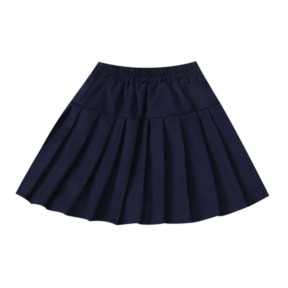Athletic Skirts Skorts for Girls in Clearance Girls Cute Mini Skirt School Uniform Elastic Waist Short a Line Skater Pleated Skirt New Navy 140