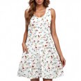thumbnail image 2 of Ovzne Robes pour Femmes Robe d'Été Femme Décontractée Ample Robe d'Été Imprimée Sans Manches Col en V Ensemble Haut/chemise Grande Taille Robe Imprimée Liquidation, 2 of 5