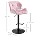 thumbnail image 3 of HOMCOM Velvet-Touch Bar Stool Set of 2 Fabric Adjustable Height Swivel Seat, 3 of 10