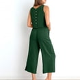 thumbnail image 3 of Birdeem Ensemble Mode Femme 2 Pcs Blouse Sans Manches Col Rond + Pantalons à Poches Amples, 3 of 7