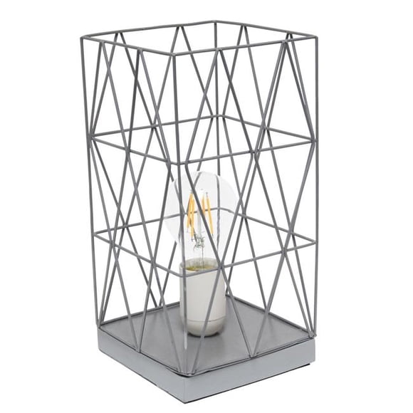 Simple Designs Gray Geometric Square Metal Table Lamp