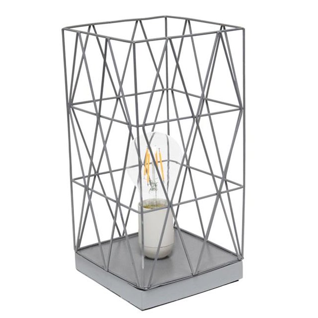 Simple Designs Gray Geometric Square Metal Table Lamp