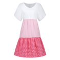 thumbnail image 4 of CHUANK Robes en Lin pour Femmes Été Grande Taille Manches Courtes Col en V Longueur Genou Robe Ample Décontractée Confortable Robe de Plage Soldes de Liquidation 2024, 4 of 8
