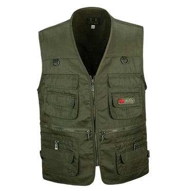Photographie Gilet de Pêche pour Hommes Gilet de Plein Air Chasse Veste à Glissière TTG