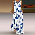 thumbnail image 1 of EQWLJWE Robes d'Été pour Femmes 2023 Robe Débardeur Imprimée Décontractée Ample pour Femmes Plage Col en V avec Poche Robe Soleil Sans Manches Robes d'Été pour Femmes 2023, 1 of 5
