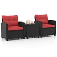 thumbnail image 2 of Costway Ensemble de Mobilier de Patio 3 Pcs avec Table Basse en Verre Trempé Coussins Lavables Rouge, 2 of 10