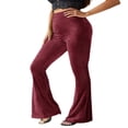 thumbnail image 3 of Women‘s Bootcut Yoga Pants Tummy Control Workout Bootleg Velvet Lounge Active Trouser Sweatpants, 3 of 6
