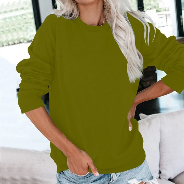 Hauts pour Femmes Manches Longues Amples Décontractés Tunique Plissée Boutonnée Imprimé Halloween Vert Armée L