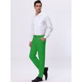 thumbnail image 4 of INSPIRE CHIC Pantalon Habillé pour Homme à devant Plat, Coupe Droite, Uni, 30 Vert Foncé, 4 of 6