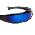 thumbnail image 3 of Space Alien Costume Futuristic Decoration Single Lens Visor Eye Sunglasses Black Frame Blue Mirrored, 3 of 6
