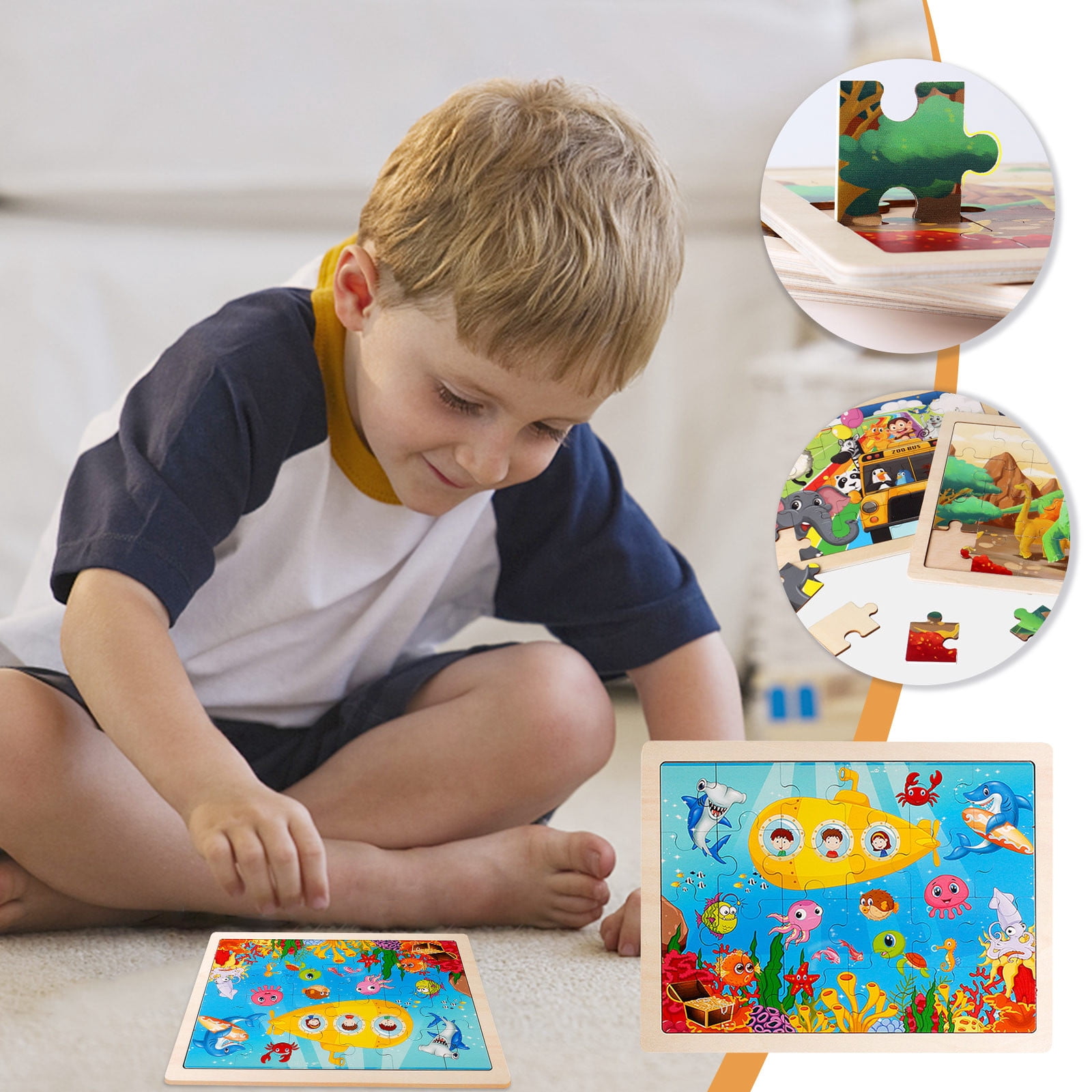 TIMIFIS Toys Puzzle Children's Wooden 24 Piece Puzzle Early Education Educational Toys Kids Christmas Gifts